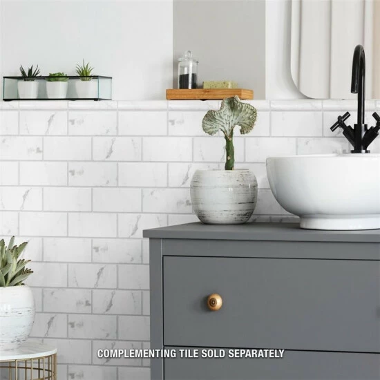 Promo β€οΈ Merola Tile Classico Carrara Glossy Pencil Bullnose 1.25" X 6" Ceramic Wall Trim Tile - 1 Tile π―