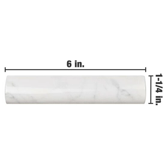 Promo β€οΈ Merola Tile Classico Carrara Glossy Pencil Bullnose 1.25" X 6" Ceramic Wall Trim Tile - 1 Tile π― - Image 5