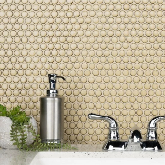 Coupon π Merola Tile Hudson Penny Round Caffe 12" X 12.63" Porcelain Mosaic Tile π