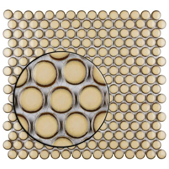 Coupon π Merola Tile Hudson Penny Round Caffe 12" X 12.63" Porcelain Mosaic Tile π - Image 3