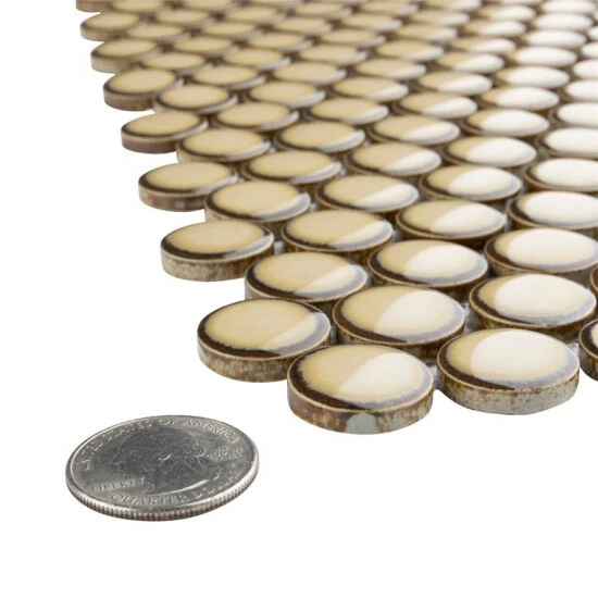 Coupon π Merola Tile Hudson Penny Round Caffe 12" X 12.63" Porcelain Mosaic Tile π - Image 4