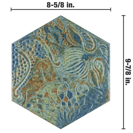 Top 10 π Merola Tile Gaudi React Hex Ocean 8-5/8" X 9-7/8" Porcelain Floor And Wall Tile π - Image 4