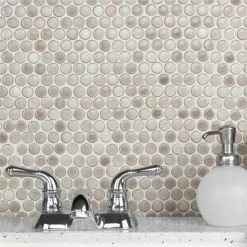 Budget β¨ Merola Tile Hudson Penny Round Dove Grey 12" X 12.63" Porcelain Mosaic Tile π