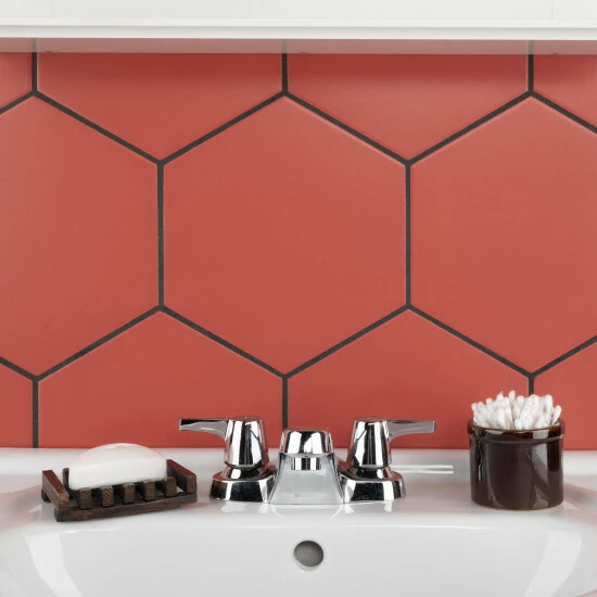 Cheapest βοΈ Merola Tile Textile Hex Red 8.63" X 9.86" Porcelain Floor And Wall Tile π