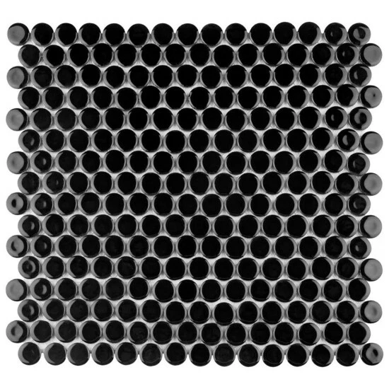 Outlet π€© Merola Tile Hudson Penny Round Glossy Black 12" X 12.63" Porcelain Mosaic Tile β 2 Outlet π€© Merola Tile Hudson Penny Round Glossy Black 12" X 12.63" Porcelain Mosaic Tile β - Image 2