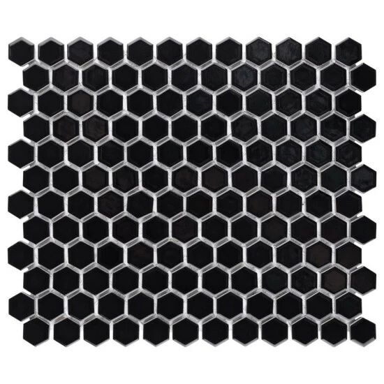 Flash Sale π€© Merola Tile Metro Hex 1" Glossy Black 10.25"x11.86" Porcelain Mosaic Floor And Wall Tile π - Image 2