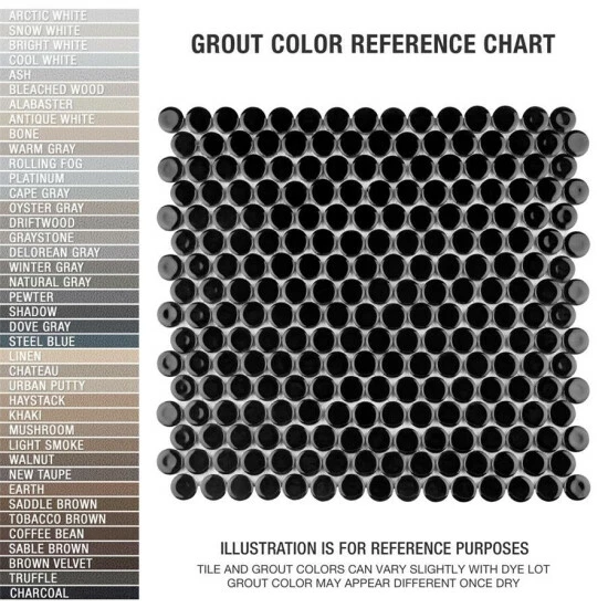 Outlet π€© Merola Tile Hudson Penny Round Glossy Black 12" X 12.63" Porcelain Mosaic Tile β 4 Outlet π€© Merola Tile Hudson Penny Round Glossy Black 12" X 12.63" Porcelain Mosaic Tile β - Image 4