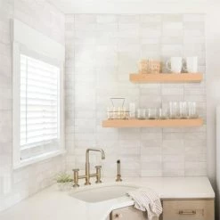 Promo ✨ Merola Tile Kings Raku White 7.86" X 15.75" Ceramic Wall Tile 👏