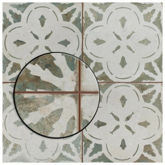 Best reviews of π Merola Tile Kings Aurora Encaustic 17.63" X 17.63" Sage Ceramic Floor And Wall Tile π₯° - Image 3