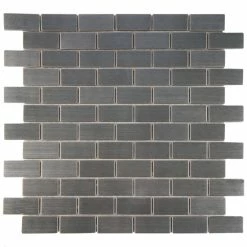 Wholesale 𧨠Merola Tile Meta Standard Subway 11.75" X 11.75" Stainless Steel Metal Over Ceramic Mosaic Tile π