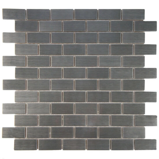 Wholesale 𧨠Merola Tile Meta Standard Subway 11.75" X 11.75" Stainless Steel Metal Over Ceramic Mosaic Tile π