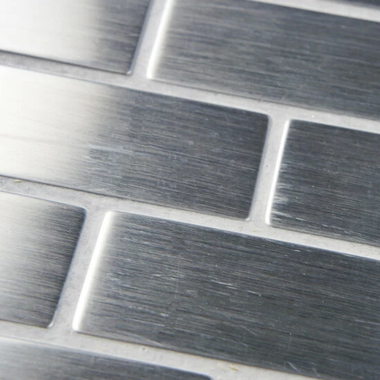 Wholesale 𧨠Merola Tile Meta Standard Subway 11.75" X 11.75" Stainless Steel Metal Over Ceramic Mosaic Tile π - Image 2