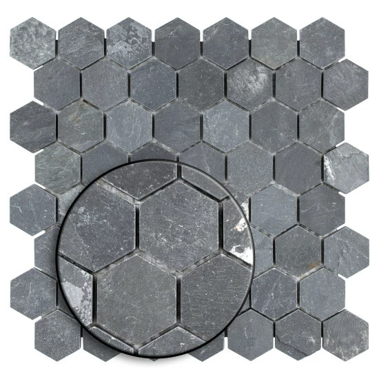 Best Pirce β Merola Tile Crag Hexagon Black 11.13" X 11.13" Slate Mosaic Tile π - Image 3