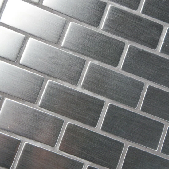 Wholesale 𧨠Merola Tile Meta Standard Subway 11.75" X 11.75" Stainless Steel Metal Over Ceramic Mosaic Tile π - Image 3