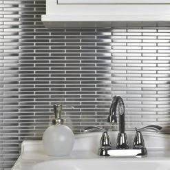 Deals 🎁 Merola Tile Meta Brick 11.75" X 12" Stainless Steel Metal Over Ceramic Mosaic Tile 💯