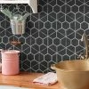 Coupon ⌛ Merola Tile Palm Honeycomb Hex Black 6" X 7" Porcelain Floor And Wall Tile 🎁