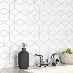 Best Sale 🤩 Merola Tile Metro Rhombus Matte White 10-1/2" X 12-1/8" Porcelain Mosaic Tile 🛒