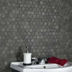 Top 10 ⌛ Merola Tile Liverpool Hex 11.38" X 10.38" Dark Grey Ceramic Mosaic Tile 🌟