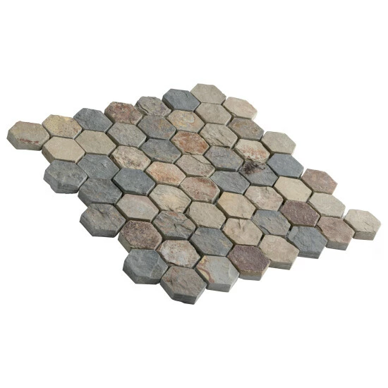 Coupon 𧨠Merola Tile Crag Hexagon Sunset 11.13" X 11.13" Slate Mosaic Tile π - Image 5