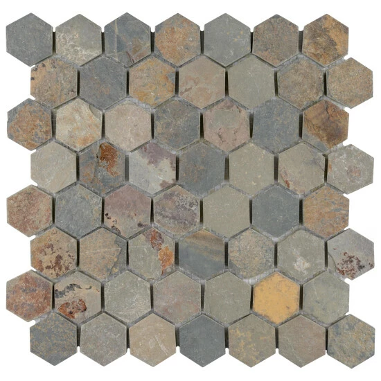 Coupon 𧨠Merola Tile Crag Hexagon Sunset 11.13" X 11.13" Slate Mosaic Tile π - Image 6