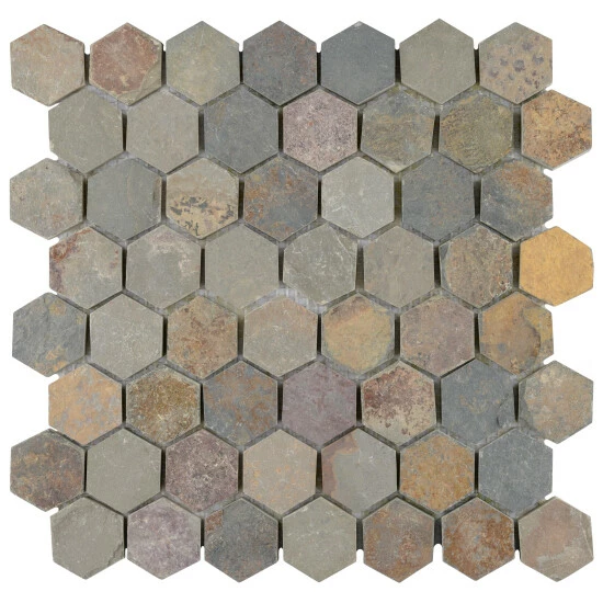 Coupon 𧨠Merola Tile Crag Hexagon Sunset 11.13" X 11.13" Slate Mosaic Tile π - Image 7