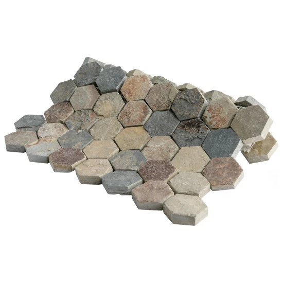 Coupon 𧨠Merola Tile Crag Hexagon Sunset 11.13" X 11.13" Slate Mosaic Tile π - Image 8