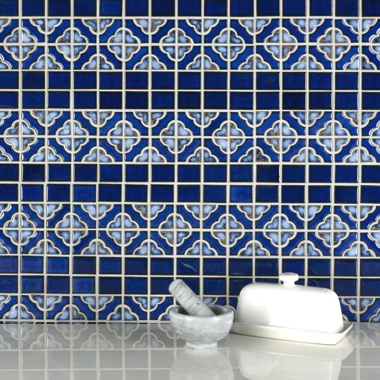 Buy β Merola Tile Tower Cobalt Delta 12" X 12.5" Porcelain Mosaic Tile π