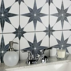 Flash Sale ✨ Merola Tile Cassis Stella Black 9.75" X 9.75" Porcelain Floor And Wall Tile 😉