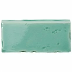 New 🧨 Merola Tile Novecento Zocalo Aguamarina 2.5" X 5.13" Ceramic Subway Wall Trim Tile - 1 Tile 💯