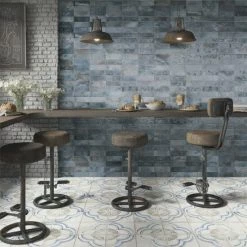 New π Merola Tile Kings Raku Blue 7-7/8" X 15-3/4" Ceramic Wall Tile π