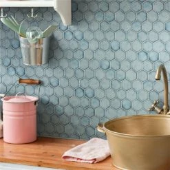 Hot Sale 🎁 Merola Tile Hudson Due 2" Hex 12.5"x 11.25" Marine Porcelain Mosaic Tile 🎁