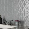 Best Sale 🎉 Merola Tile Metro Rhombus Glossy Light Gray 10.5" X 12.125" Porcelain Mosaic Floor And Wall Tile 🥰