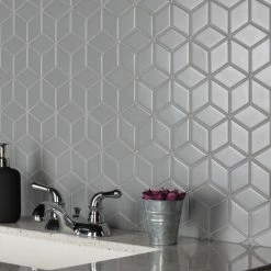 Best Sale π Merola Tile Metro Rhombus Glossy Light Gray 10.5" X 12.125" Porcelain Mosaic Floor And Wall Tile π₯°