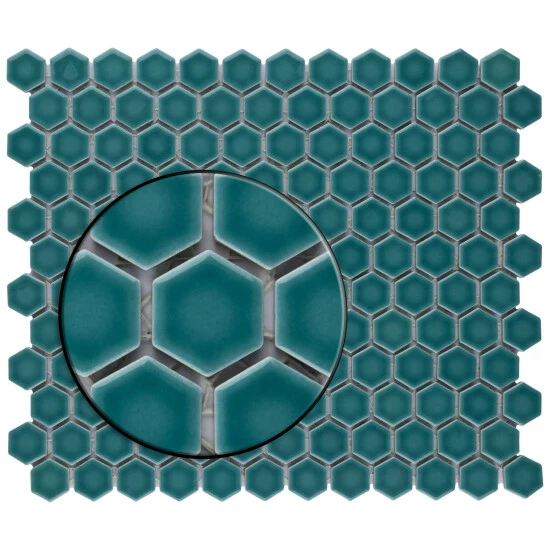 Cheapest βοΈ Merola Tile Tribeca 1" Hex Jade 10.25" X 11.86" X 6mm Porcelain Mosaic Tile π - Image 3
