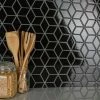Cheapest 🌟 Merola Tile Metro Rhombus Glossy Black 10.5" X 12.13" Porcelain Mosaic Tile 😀