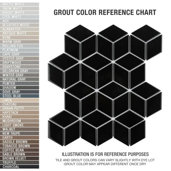 Cheapest π Merola Tile Metro Rhombus Glossy Black 10.5" X 12.13" Porcelain Mosaic Tile π - Image 4