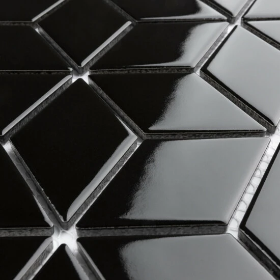 Cheapest π Merola Tile Metro Rhombus Glossy Black 10.5" X 12.13" Porcelain Mosaic Tile π - Image 7