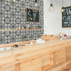 Hot Sale 🥰 Merola Tile Majestic Tiena Black Encaustic 9.75" X 9.75" Porcelain Floor And Wall Tile 👏