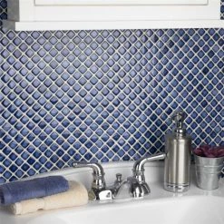 Outlet 🔥 Merola Tile Hudson Diamond Sapphire 12.38" X 12.38" Porcelain Mosaic Tile ✨