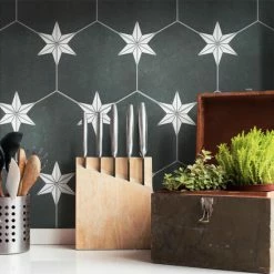 Top 10 ⌛ Merola Tile Stella Hex Night 8-5/8" X 9-7/8" Porcelain Floor And Wall Tile ⭐