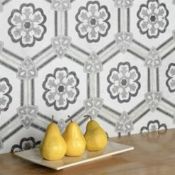 Coupon 💯 Merola Tile Mazzo Hex Deco Lily Pad 8.5" X 9.75" Porcelain Floor And Wall Tile 🌟