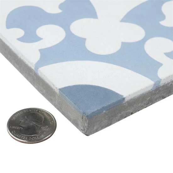 New π€© Merola Tile Cemento Empress Ocean Encaustic 7.86" X 7.86" Cement Handmade Floor And Wall Tile - Case (12 Tiles) π - Image 4