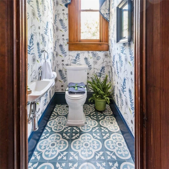 New π€© Merola Tile Cemento Empress Ocean Encaustic 7.86" X 7.86" Cement Handmade Floor And Wall Tile - Case (12 Tiles) π - Image 6