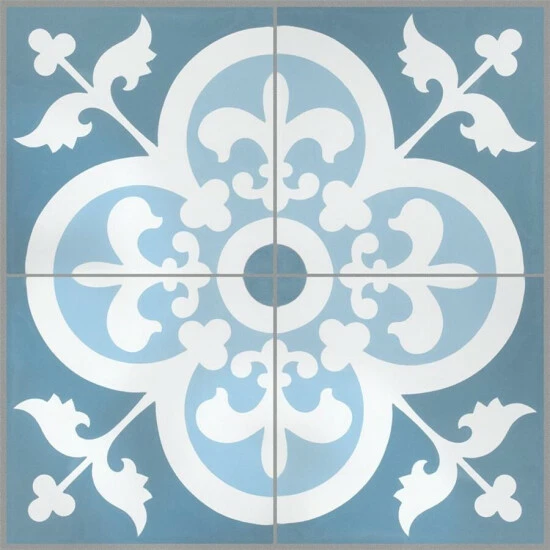 New π€© Merola Tile Cemento Empress Ocean Encaustic 7.86" X 7.86" Cement Handmade Floor And Wall Tile - Case (12 Tiles) π - Image 7