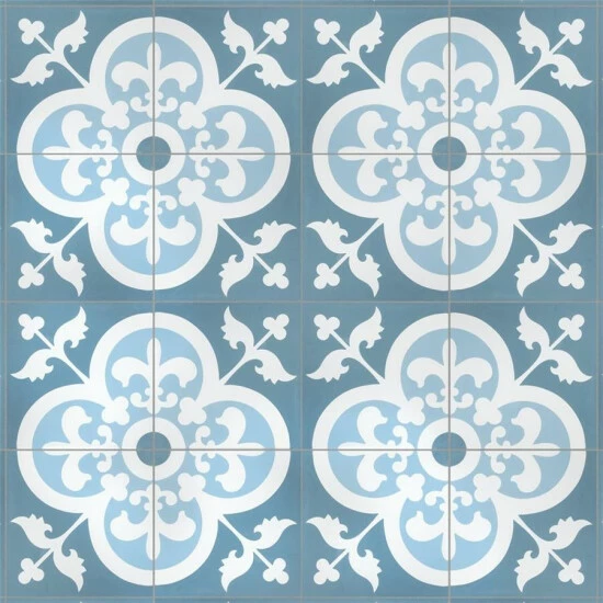 New π€© Merola Tile Cemento Empress Ocean Encaustic 7.86" X 7.86" Cement Handmade Floor And Wall Tile - Case (12 Tiles) π - Image 8