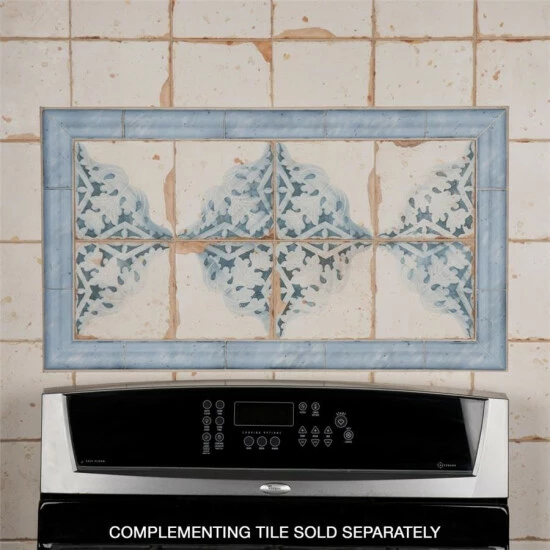 Outlet π₯° Merola Tile Artisan Azul 2" X 6.5" Ceramic Moldura Wall Trim Tile - (1 Tile) π₯