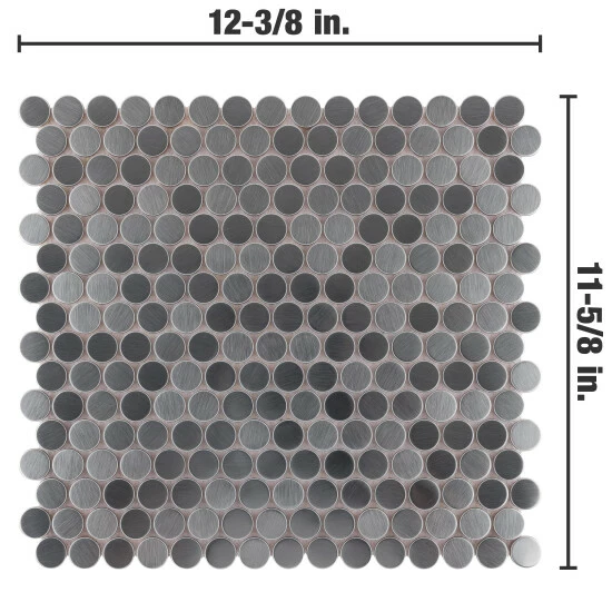 Top 10 π Merola Tile Alloy Penny Round 11.86" X 11.86" Stainless Steel Metal Over Porcelain Mosaic Tile π - Image 3
