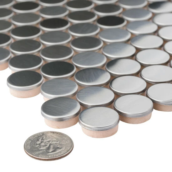 Top 10 π Merola Tile Alloy Penny Round 11.86" X 11.86" Stainless Steel Metal Over Porcelain Mosaic Tile π - Image 5