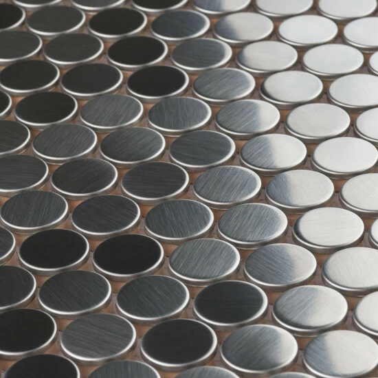 Top 10 π Merola Tile Alloy Penny Round 11.86" X 11.86" Stainless Steel Metal Over Porcelain Mosaic Tile π - Image 6