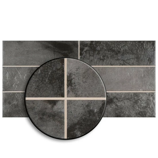 Budget π₯° Merola Tile Kings Raku Black 7-7/8" X 15 3/4" Ceramic Wall Tile π - Image 3